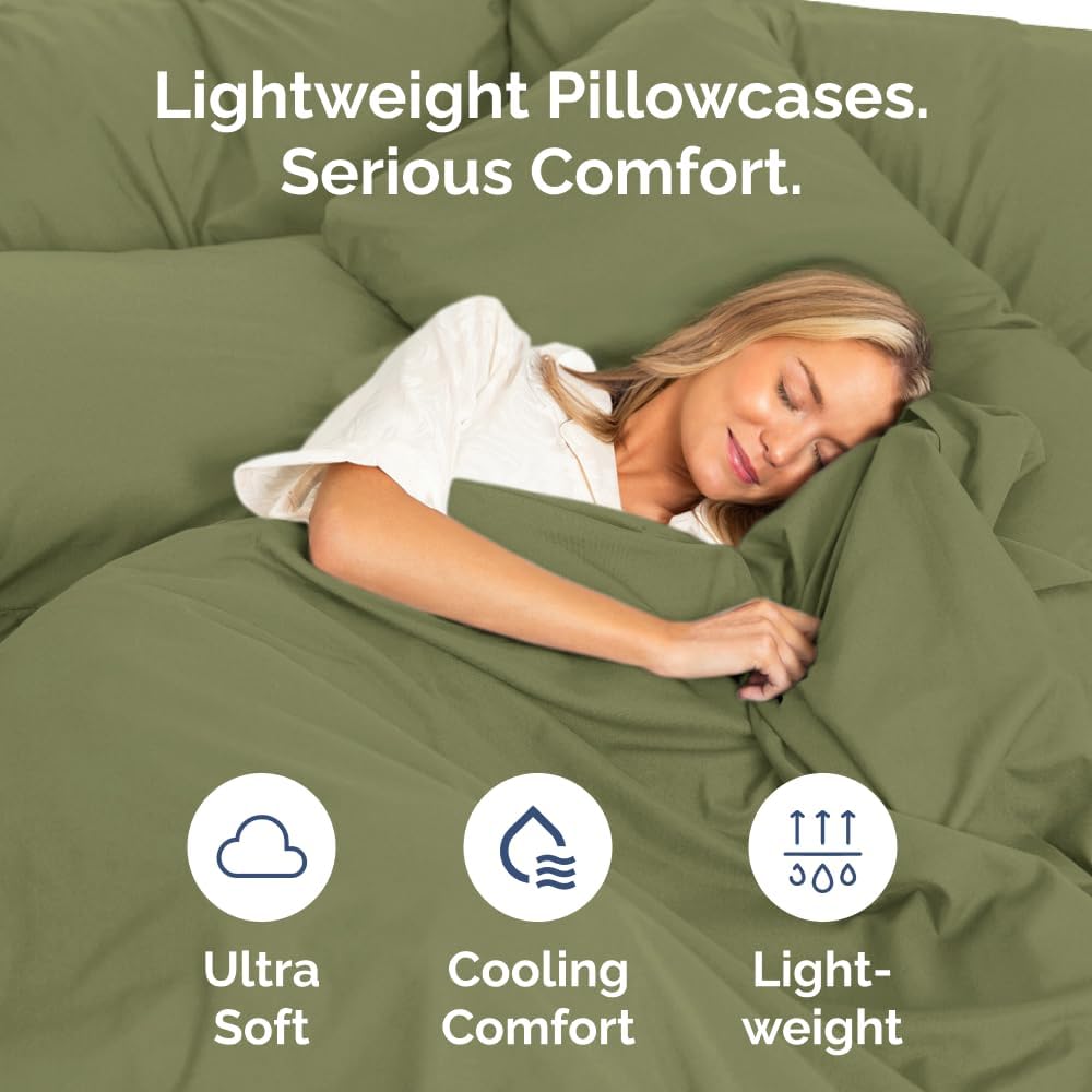 King Pillow Cases Set of 8 - Ultra Soft Hotel Quality Pillowcase Covers - Comfy. Cozy & Wrinkle Free - Shrink, Stain and Fade Resistant - Machine Washable Pillow Protectors - 8 Piece Set - Sage Green