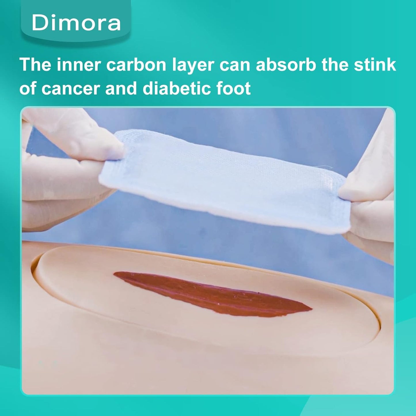 Dimora Upgrade Super Absorbent Dressing with Activated Charcoal, Superior Anti-Odor Moisture Absorpting Wound Dressing 4"x8" 10 Packs