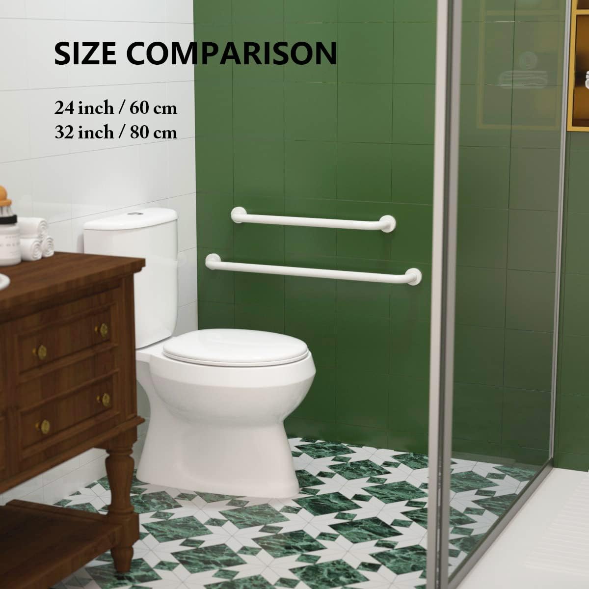 32 Inch Anti Slip Shower Grab Bar Oil Rubbed White 1.25" Diameter, Munzong Bathroom Grab Bar, Knurled Bathroom Balance Bar,Safety Hand Rail Support Handicap Elderly Senior Assist Bath Handle