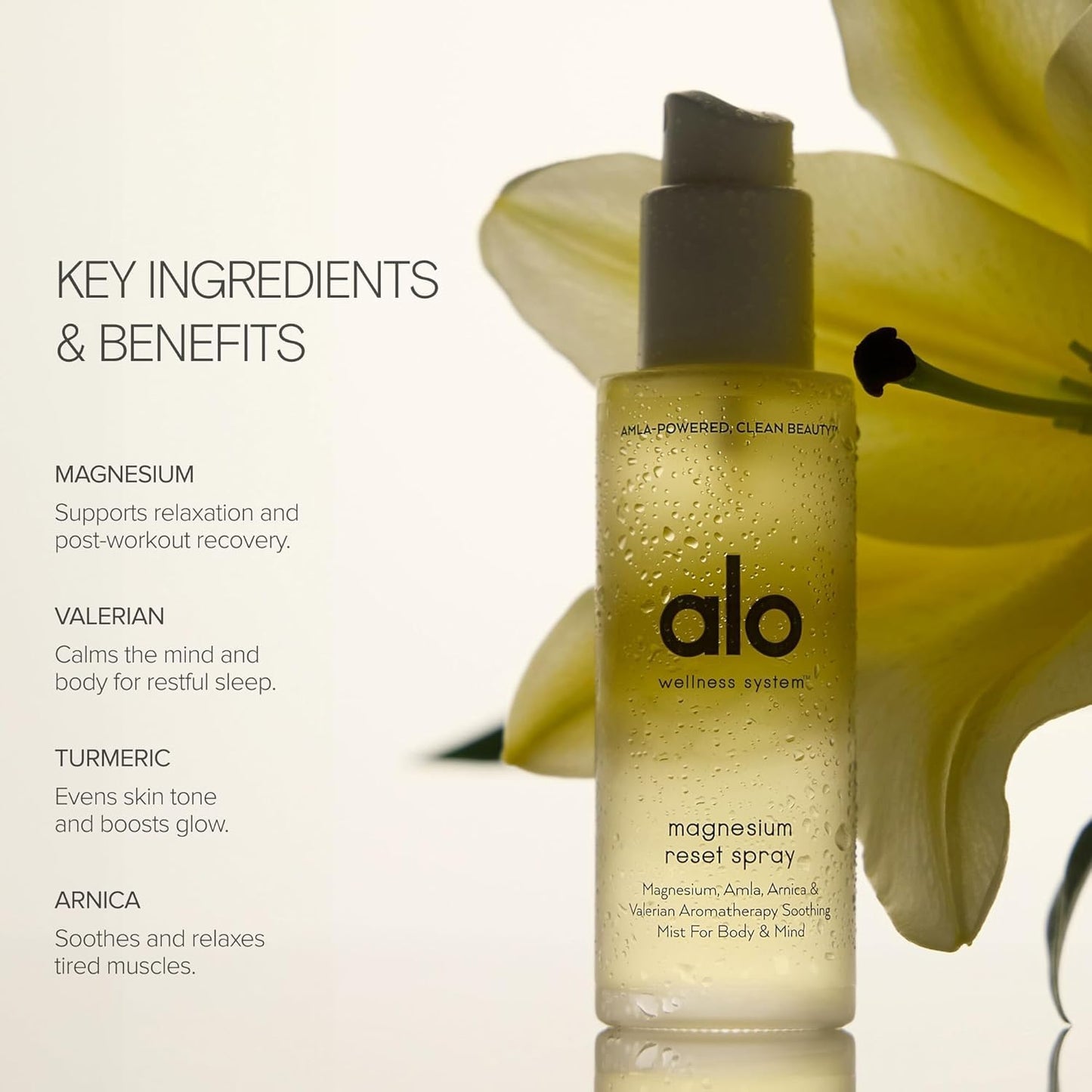 Alo Magnesium Reset Body Spray + Mini | For Sleep & Natural Stress Relief – Calming Blend with Magnesium, Valerian Root, Arnica & Essential Oils | Made in USA - 3.2 oz + 0.7 oz
