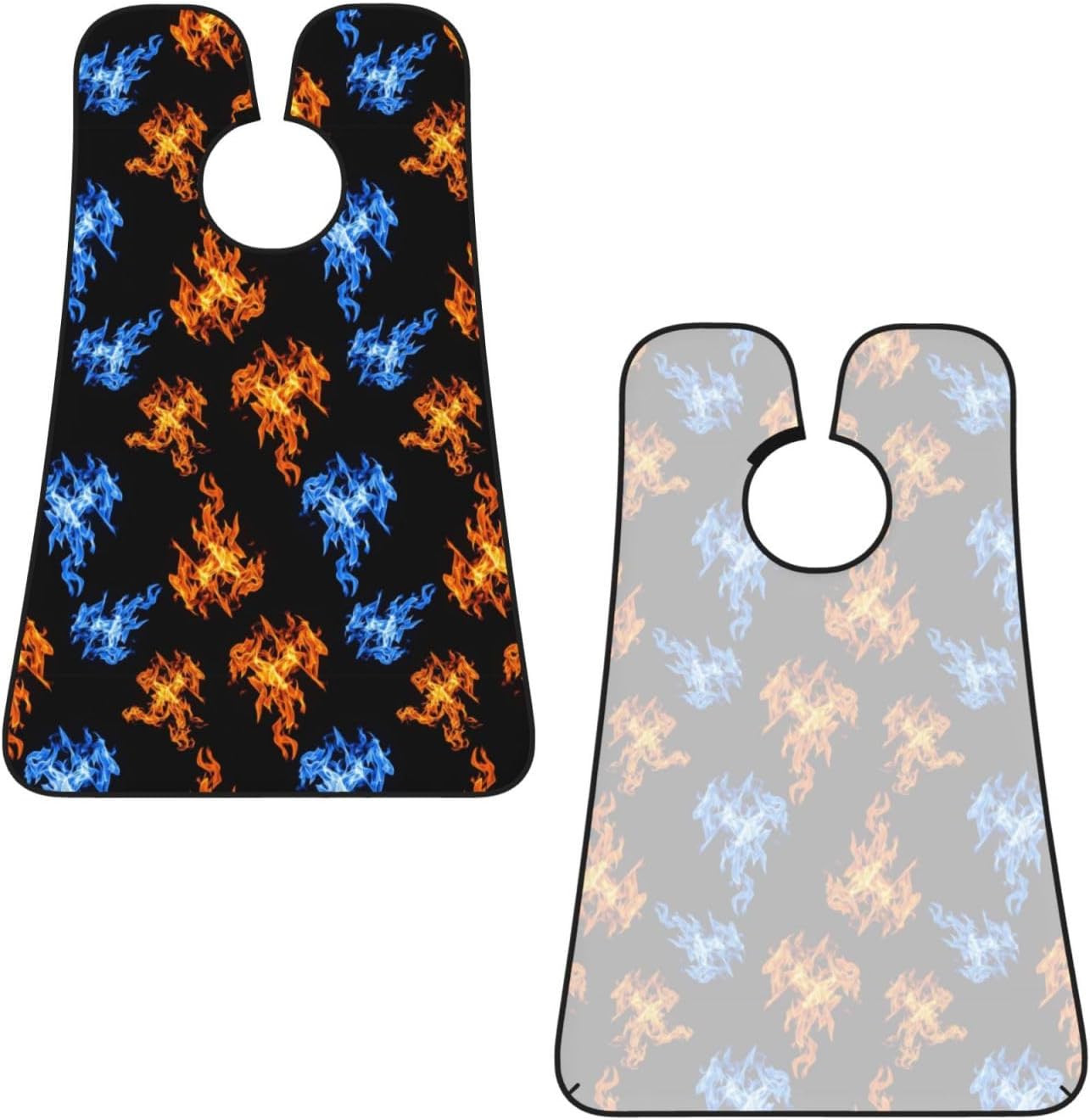 Adjustable Non-Stick Beard Apron, Hair Catcher Cape for Shaving Grooming, Waterproof with Suction Cups Men, Red and Blue Fire Shave Bib