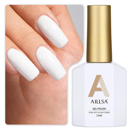 AILLSA White Gel Nail Polish French Nude Gel Polish Long Lasting Extre White Wedding Jelly Gel Polishs Soak Off U V Gel Polish Winter Nail Art at Home 0.51 Fl Oz