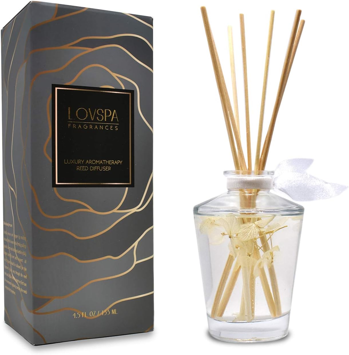 LOVSPA Reed Diffuser Set, Heavenly Southern Magnolia Scented Oil Diffuser with Sticks, Home Fragrance Accessories for Bathroom Shelf Decor, Aroma Diffusers for Home or Office Desk, USA Made