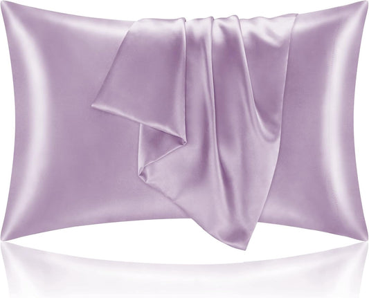 BEDELITE Satin Pillowcase for Hair and Skin, Super Soft and Cooling Similar to Silk Pillow Cases 2 Pack with Envelope Closure, Gift for Women Men(20"x30" Queen Size, Lavender)