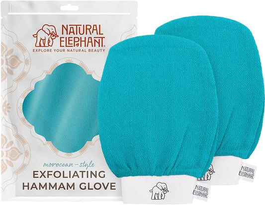 Natural Elephant Exfoliating Hammam Glove | Authentic Moroccan Kessa Body Scrub Mitt for Spa-Quality Skin Renewal | Pack of 2