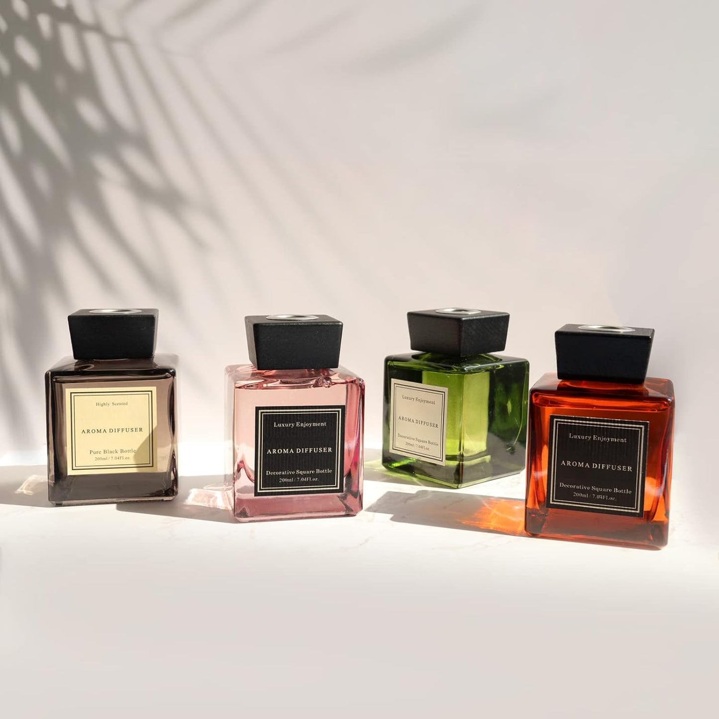 White Musk Cedar Reed Diffuser Freshen Up Your Living Space Transform Your Home with Natural Fragrance Room Scent Diffuser with 5 Diffuser Sticks 7.04 oz - Black