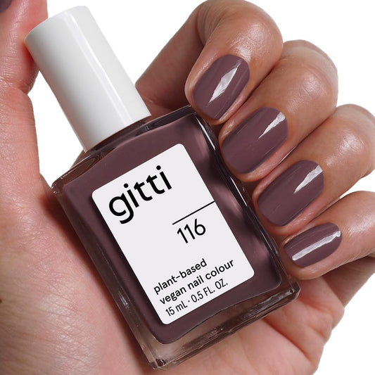 gitti Plant-based Nail Polish I Non-Toxic, 30-Free, Based On Natural Origin Ingredients, Cruelty-Free, Vegan, High Performance Colors, Glossy Finish, Shade no. 116 Light Espresso (0.5 fl oz)