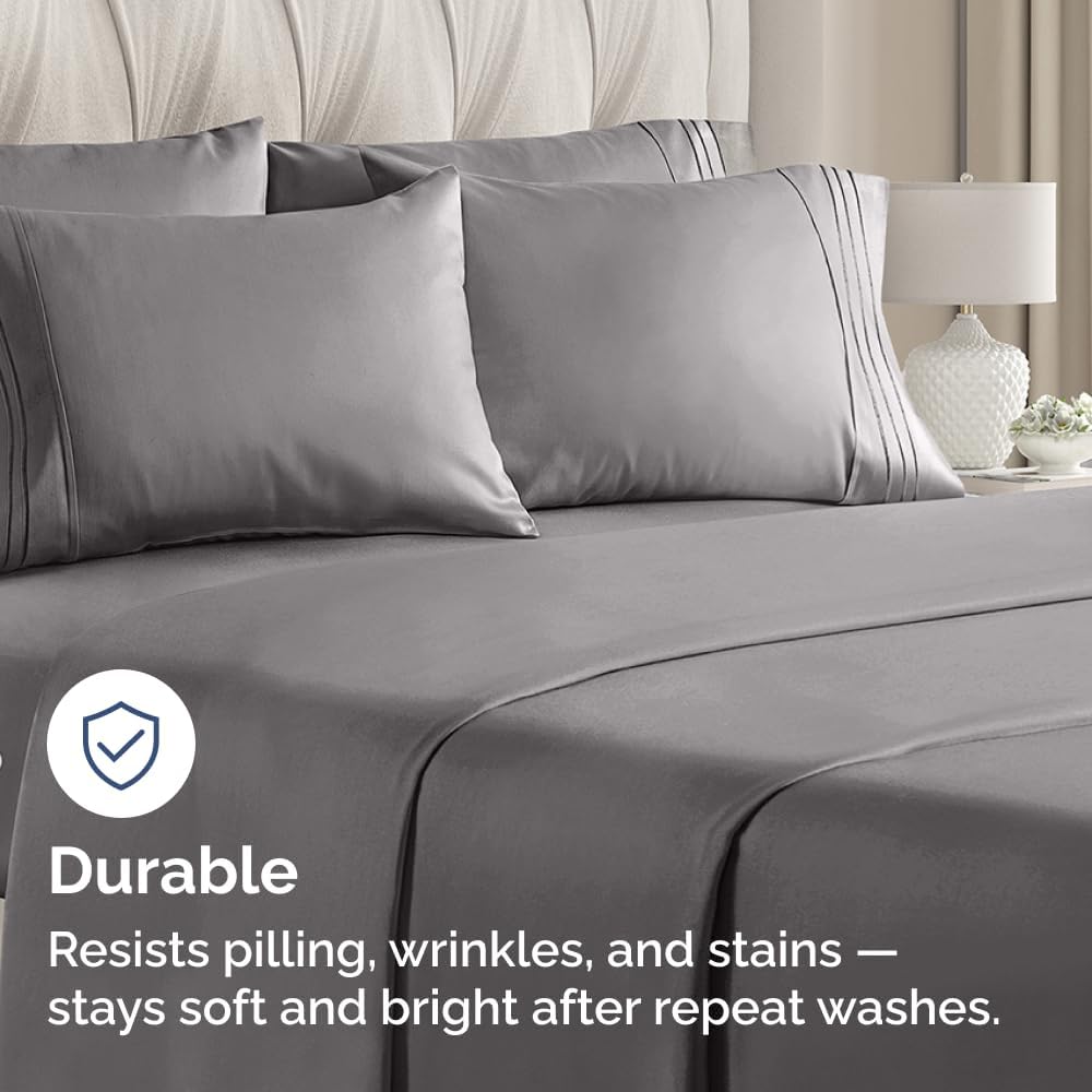 King Pillow Cases Set of 6 - Ultra Soft Hotel Quality Pillowcase Covers - Comfy. Cozy & Wrinkle Free - Shrink, Stain and Fade Resistant - Machine Washable Pillow Protectors - 6 Piece Set - Dark Grey