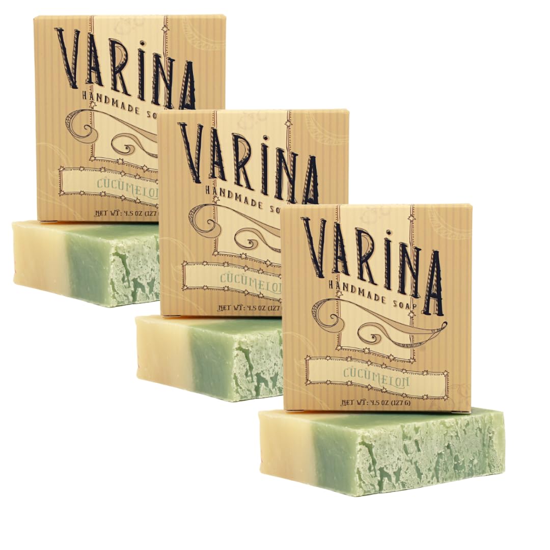 Varina Natural Cucumelon Bar Soap - Gentle Cleansing for Sensitive Skin, Fruity - 3 Pack