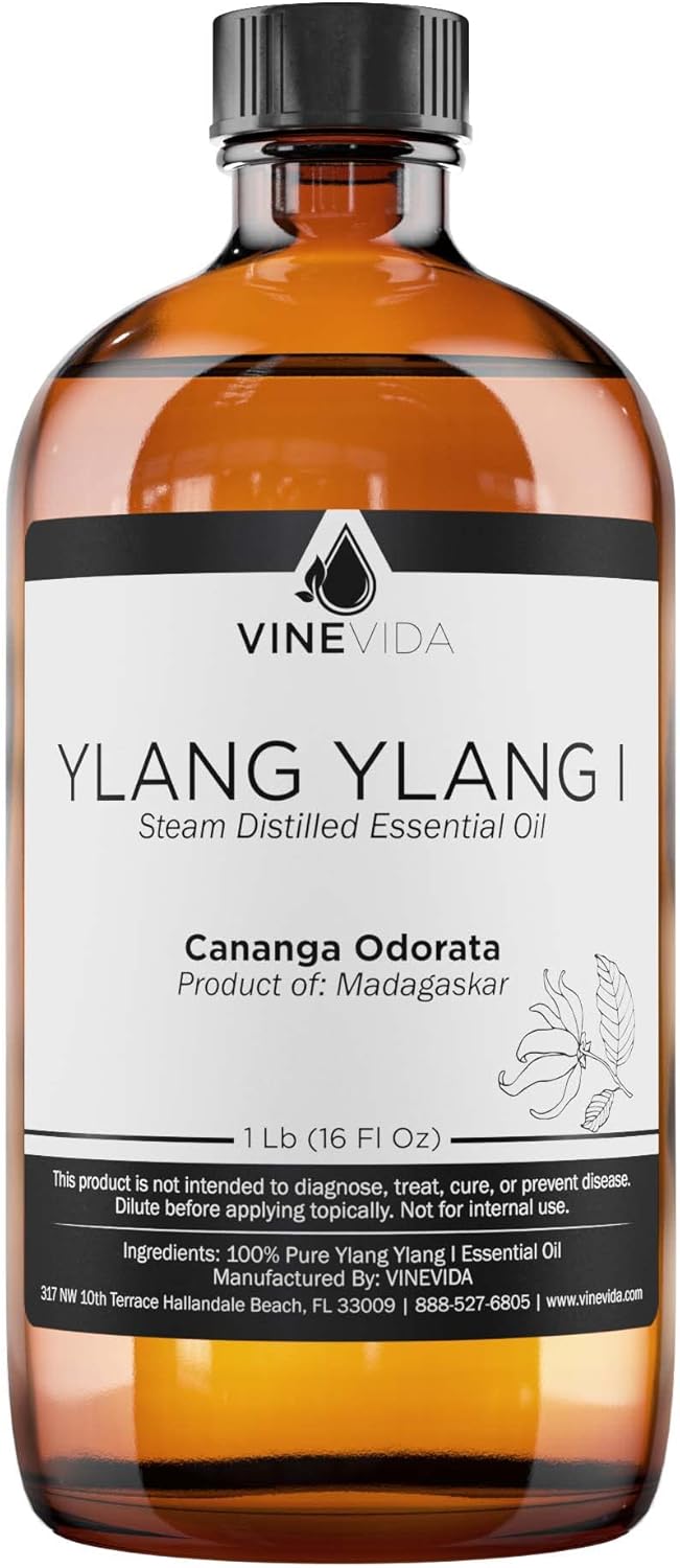 VINEVIDA Ylang Ylang Essential Oil 16 oz - Undiluted, DIY Candle Scents, Bulk for Soap Making & Skin Safe