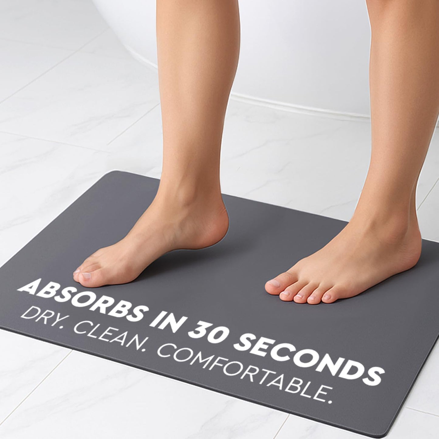 Homergy Bath Mat – Super‑Absorbent & Quick‑Dry with Non‑Slip Rubber Backing, Machine Washable & Odor Resistant – 16×24 in, Dark Gray