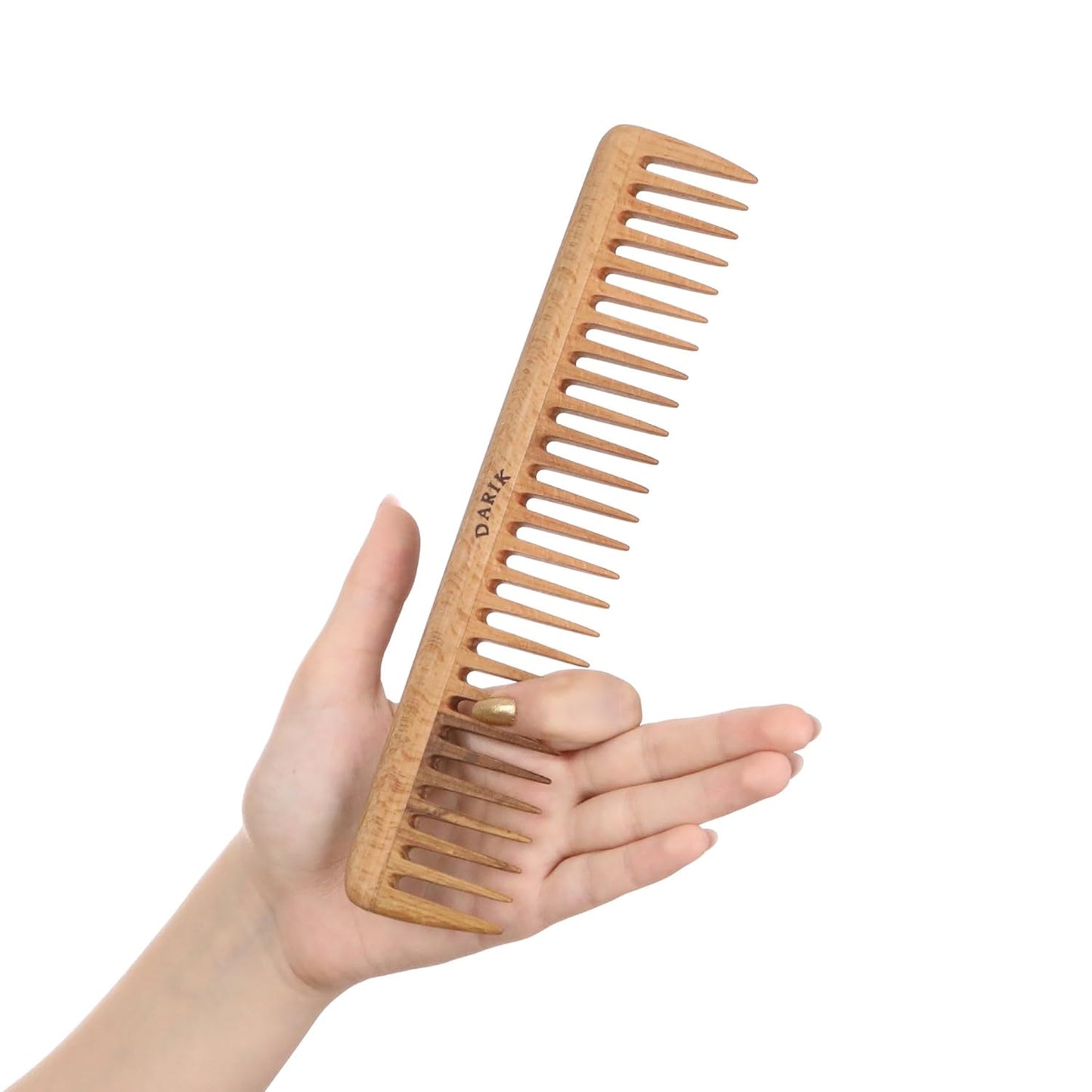 Wide Tooth Wooden Comb Handmade - Natural Vintage Style Wide Tooth Comb for Curls Gentle Styling - Anti-Static Wood Hair Combs For Women Detangling (Sparse Tooth)