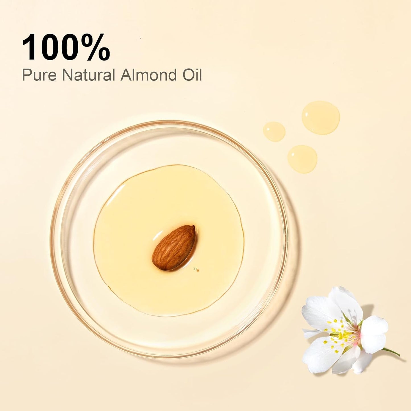 Yoken Organic Almond Oil 32 fl oz 100% USDA Pure Cold Pressed Glass Bottle Almond Oils for Skin, Hair, Face, Body Moisturizer, Smooth and Soft Skin, Base Carrier Oil for DIY, Massage