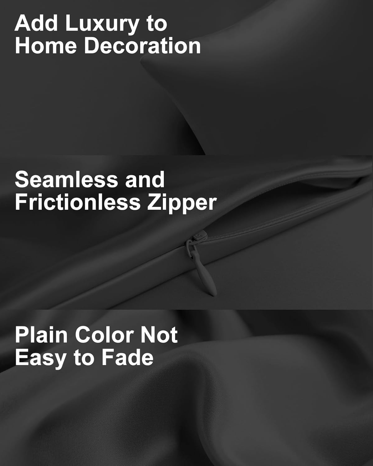 THXSILK 100% Pure Mulberry Silk Pillowcase for Hair and Skin, Grade 6A+ Silk Dual Sides, Silk Bed Pillow Case with Hidden Zipper, 1pc, Standard Size(20"x26"), Black