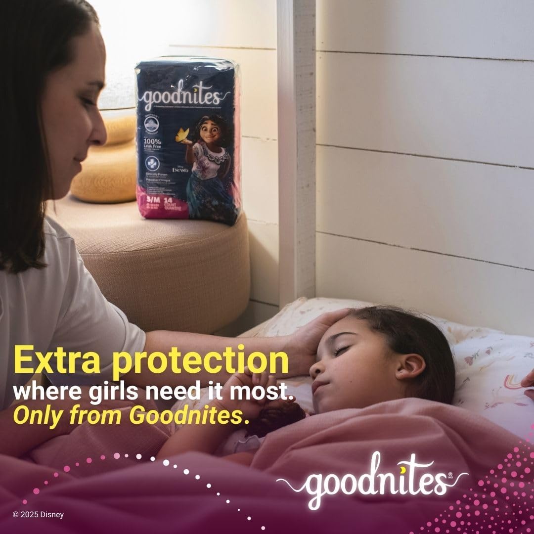 Goodnites Girls' Bedwetting Underwear, Size S/M (43-68 lbs), 99 Ct (3 Packs of 33), Packaging May Vary
