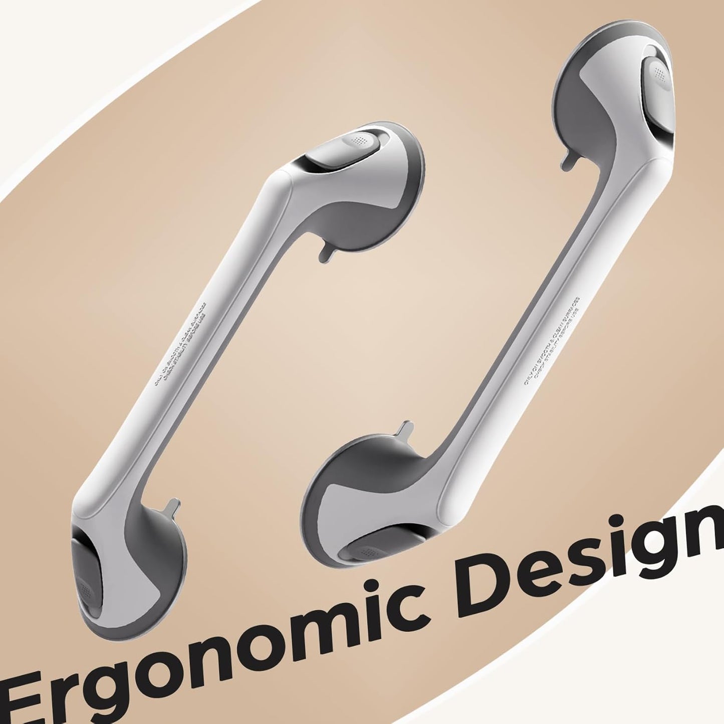 2 Pack 16 Inch Grab Bars for Bathtubs and Showers for Seniors, Heavy Duty Shower Handle for Elderly, Suction Cup Removable Handrails Handicap Bath Grip Bathroom Safety Grips (Gray