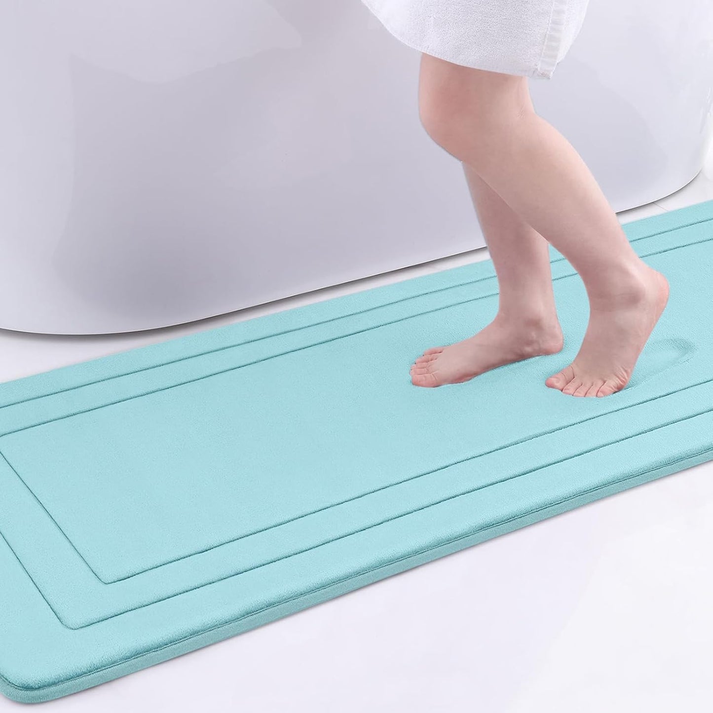 Arotive Memory Foam Bathroom Rug Mat 70x24, Ultra Soft and Absorbent Bath Mat, Machine Wash Dry, Comfortable Bath Rug Carpet for Bathroom Floor, Tub and Shower, Sky Blue