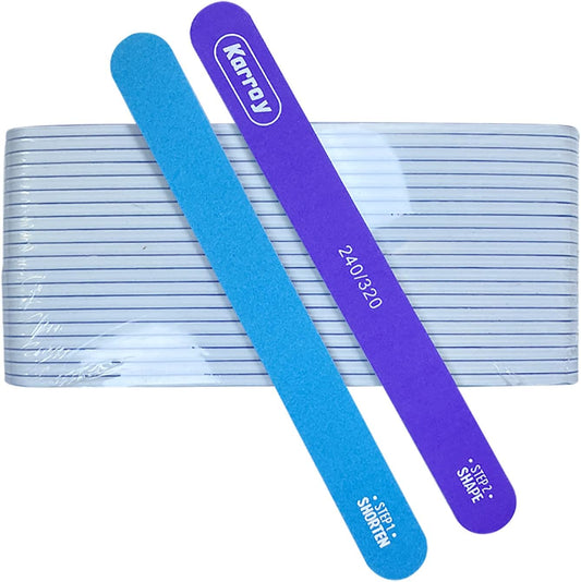 Nail File and Buffer for Natural Nails Dual Sided 2 Steps Shorten and Shape Nail Tools 20pcs 240/320 Grit