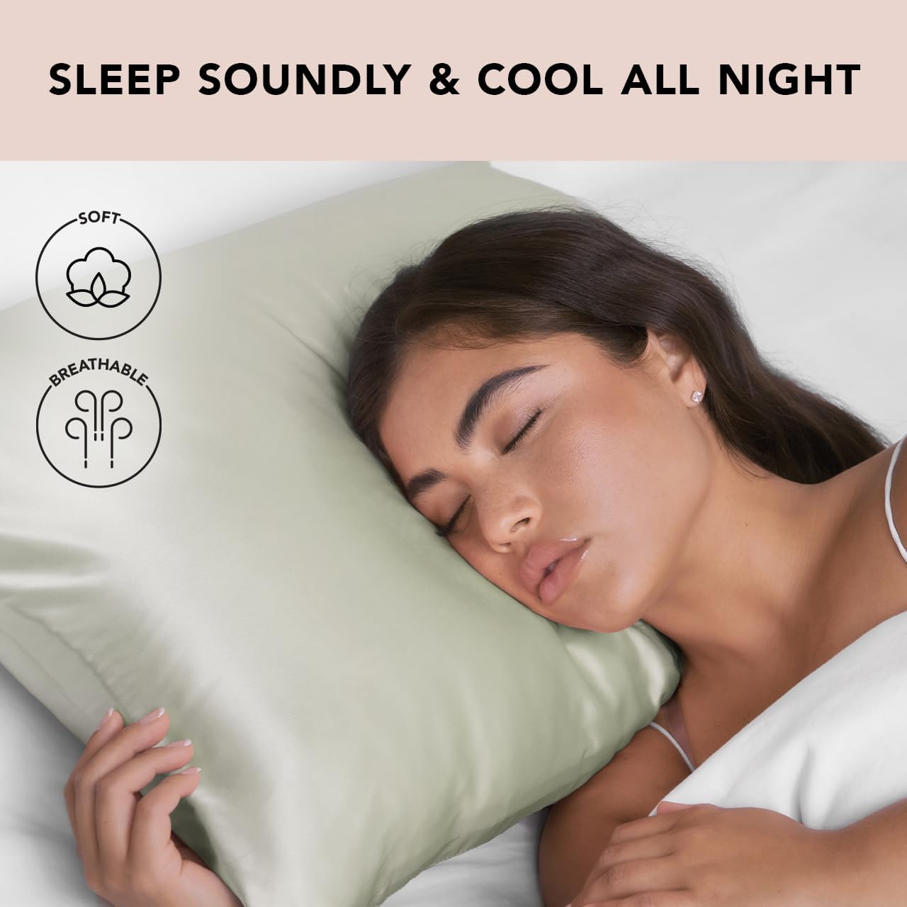 Kitsch Satin Pillowcase with Zipper for Hair & Skin, Softer Than Silk Pillow Cases Queen, Wrinkle-Free, Smooth and Cooling Satin Pillow Covers, Standard Size 19"x26" - Sage