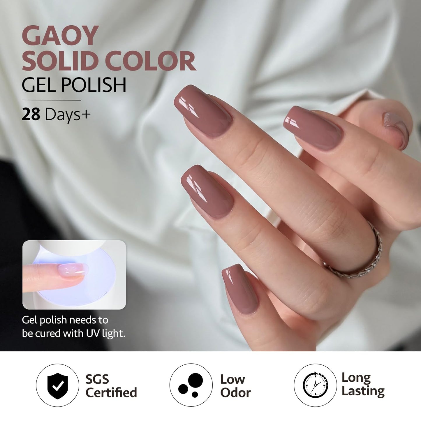 GAOY Mauve Gel Nail Polish Set, Brown Red Neutral Pink, Nude Shades, Need Lamp Cure, Nail Art Manicure