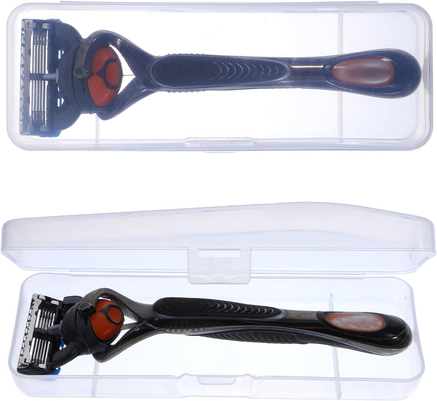 2 Pack Manual Razor Travel Case Transparent Portable Travel Men Manual Razor Protector Universal Portable Shaver Storage Box Shaver Holder Protector Case Organizer for Men Razors And Blade Refills Kit