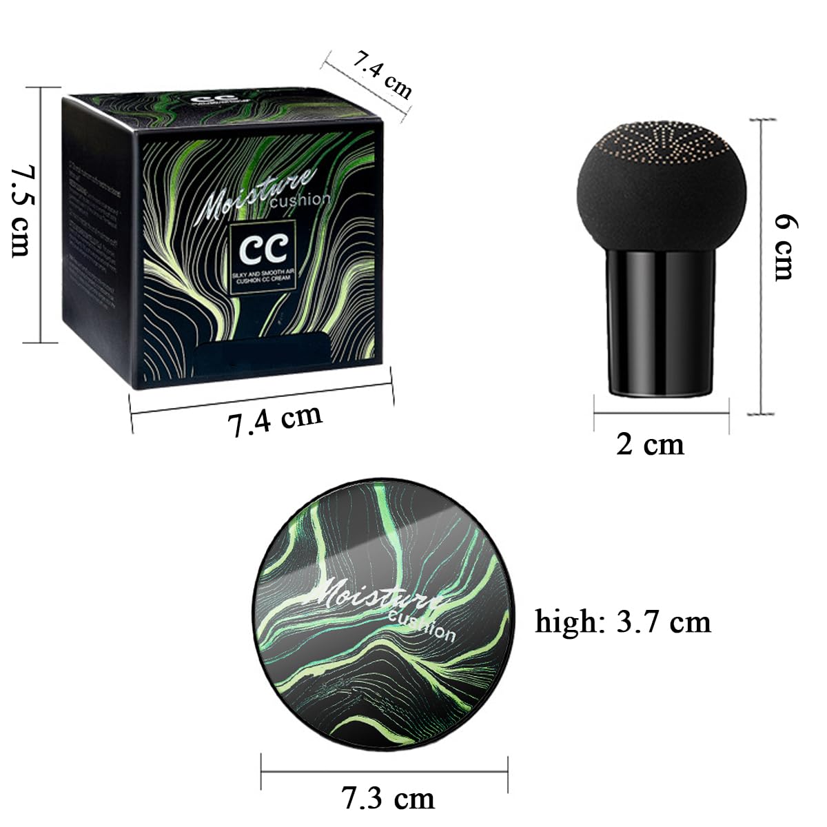 Air Cushion CC Cream Mushroom Head Foundation,BB Cream Makeup Foundation,Moisturizing Concealer,Long Lasting Full Coverage Waterproof,Even Skin Tone for All Skin Types (2# Natural, 20g)