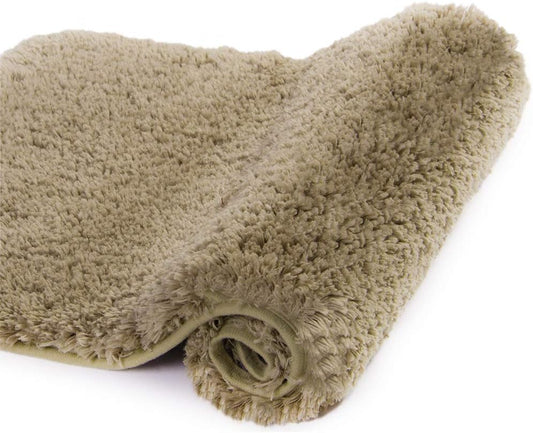 Walensee Non Slip Bath Mat - Soft, Water Absorbent Microfiber Shaggy Mat (16 x 24, Sand) - Thick Plush Shower Mat - Machine Washable