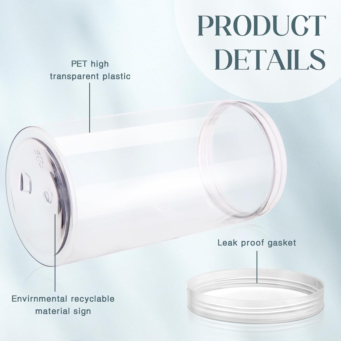 SATINIOR 12 Pack 32 oz Plastic Container Jars with Lids Round Clear Travel Cosmetic Container Slime Jars for Toiletries, Lotion, Cream, Ointments, Makeup, Rhinestone, Samples, Kitchen Storage(Clear)