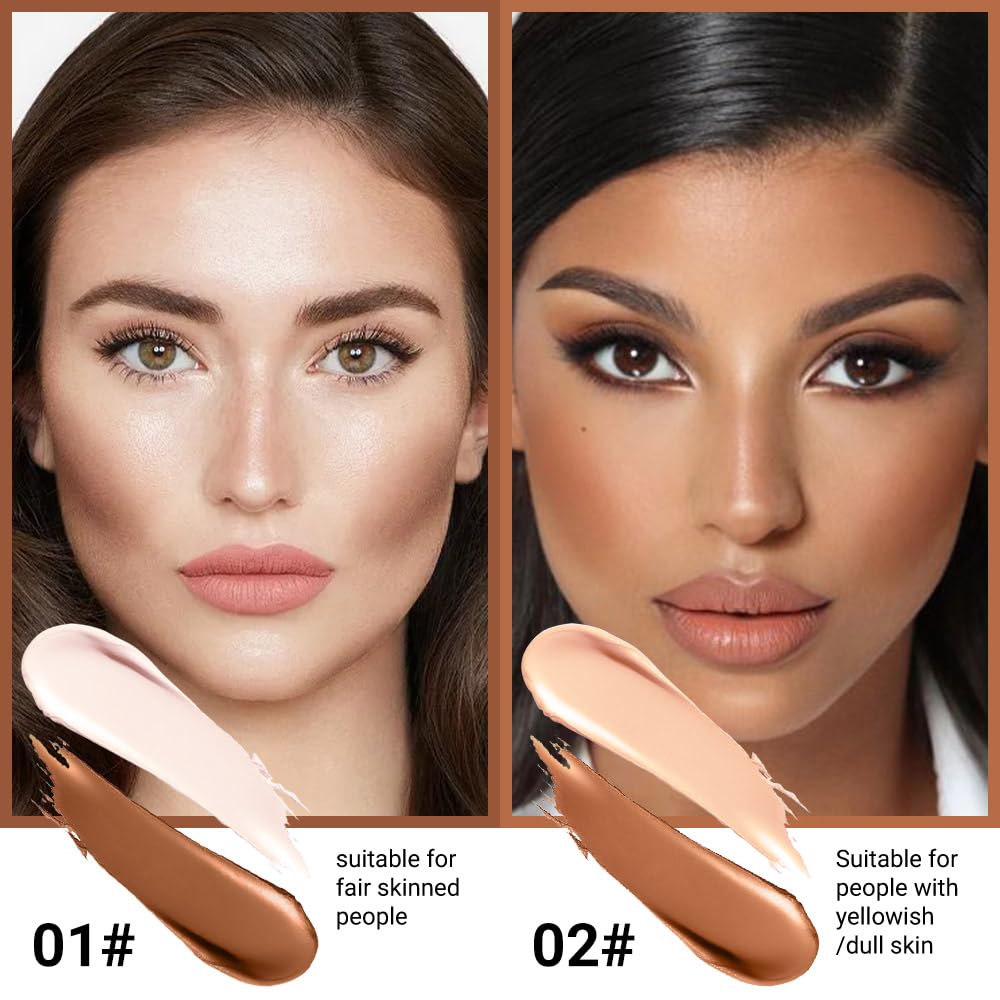 evpct 4 Colors Contour Stick Makeup Set Concealer Stick Cream Contouring Contour Palette Makeup Kit for Beginners Nose Bronzer Stick Liquid Contour Face Highlighter Makeup contorno maquillaje 01+02