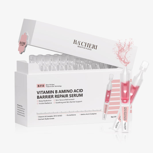 Vitamin B Amino Acid Barrier Support Face Serum - Preservative-Free Ampoule with B12, Hyaluronic Acid and Glutathione for All Skin, Especially Sensitive, Dry and Fragile Skin (1.5ml)30 Vials