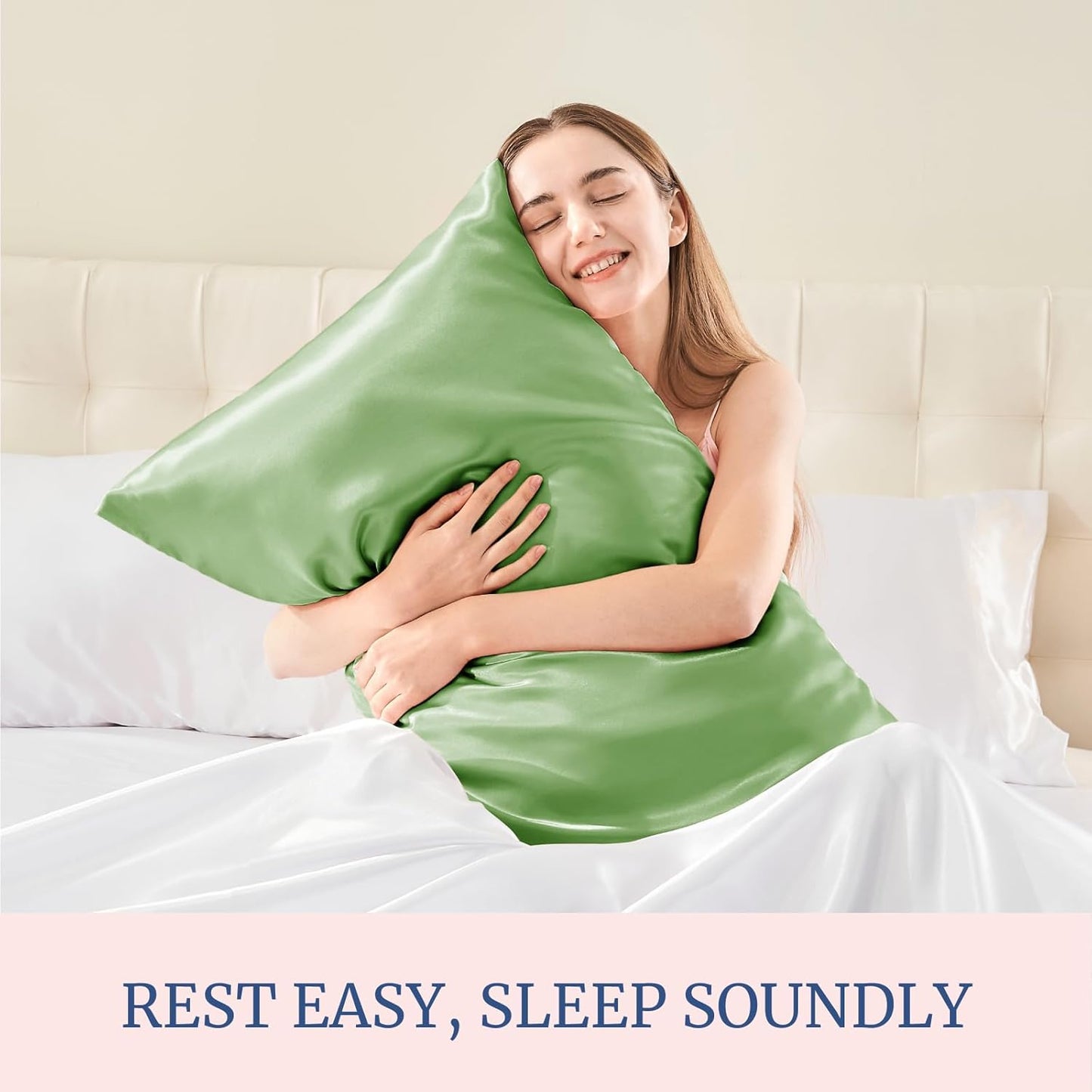 BEDELITE Satin Pillowcase for Hair and Skin, Super Soft and Cooling Similar to Silk Pillow Cases 2 Pack with Envelope Closure, Gift for Women Men(20"x26" Standard Size, Sage Green)