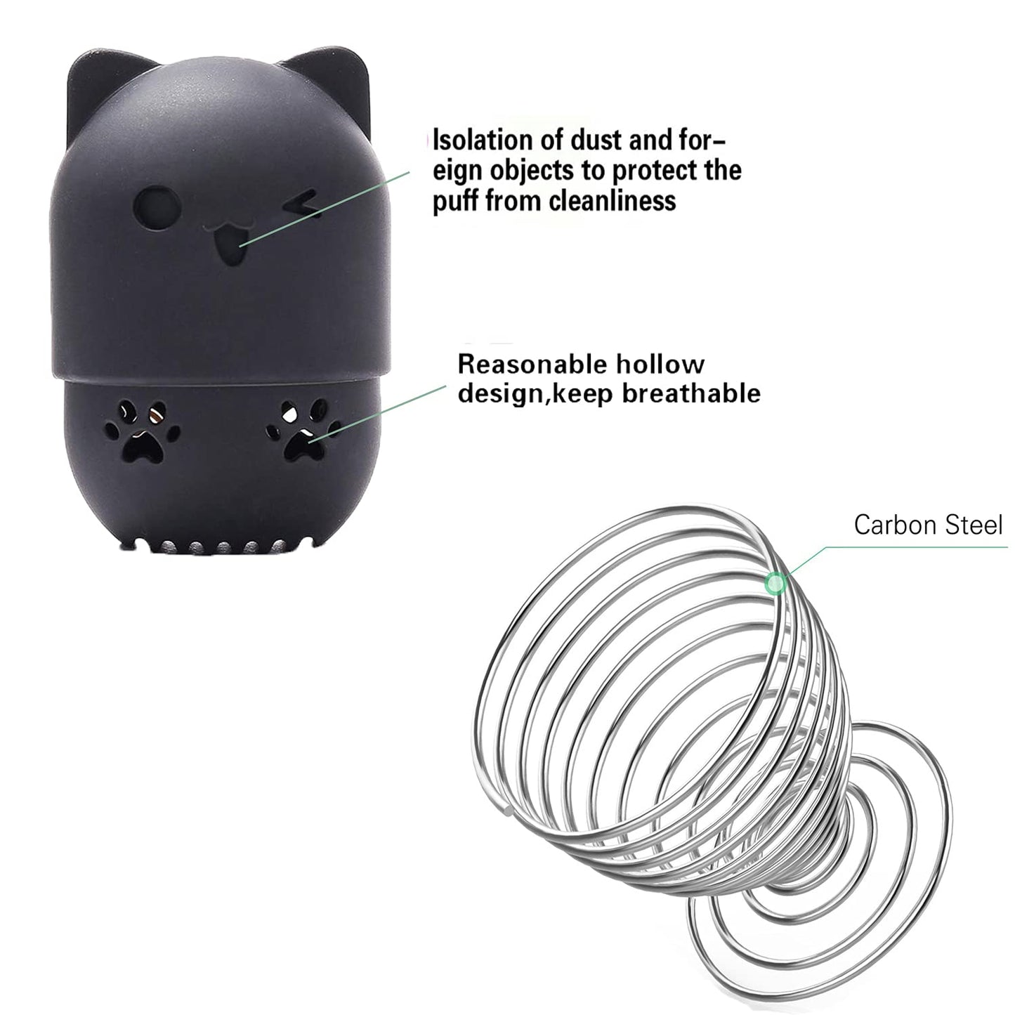 Makeup Sponge Holder, Beauty Sponge Holder + Makeup Blender Travel Case Beauty Sponge Blender Drying Stand & Storage Containers - Black + Silver