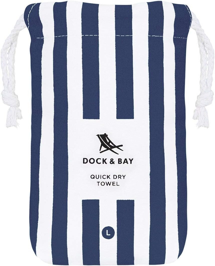 Dock & Bay Beach Towel - Quick Dry, Sand Free - Compact, Lightweight - 100% Recycled - Includes Bag - Cabana - Whitsunday Blue - Extra Large (200x90cm, 78x35)