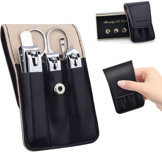 Nail Clipper Set, 6 Pcs Toenail Clippers, Stainless Steel Fingernail Clipper, and PU Leather Manicure Set, Purse Essentials Travel Nail Kit Gift Ideas