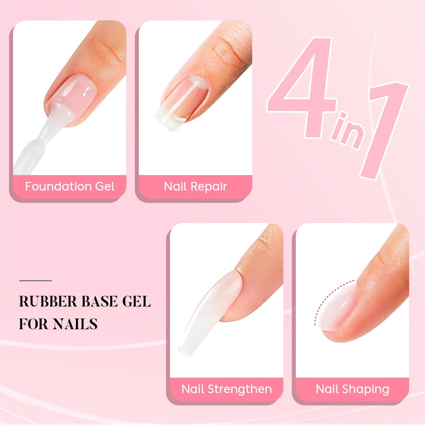 Nicedeco Hema Free Clear Rubber Base Gel Polish for Nails U V Cruelty Free Vegan Color Base Gel Nail Polish 15ML