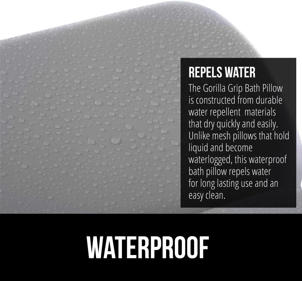 GORILLA GRIP Bath Pillow for Tub, Improved Suction Cups, Luxury Bathtub Pillows, Headrest for Neck and Back Support, Relaxing Home Spa, Hot Tubs and Bathroom Essentials, Gifts for Women, 3 Panel Gray