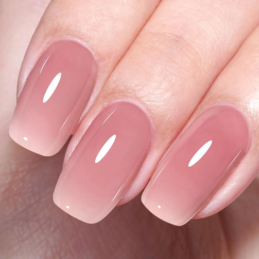 AILLSA Crystal Rose Nude Gel Polish Soft Red Jelly Gels Nail Polish Nude Pink Translucent Nail Polish Neutral Color Soak Off U V Sheer Gel Nails for Nail Salon at Home 0.51 Fl Oz
