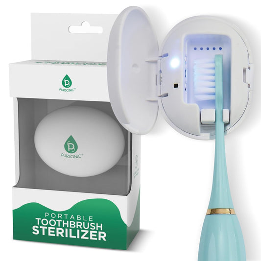 Pursonic Portable UV Toothbrush Sanitizer Case – Rechargeable Toothbrush Cleaner with UV Light & Magnetic Mounting – Compact, Hygienic & Long-Lasting (30-Day Battery) for Home & Travel (White)