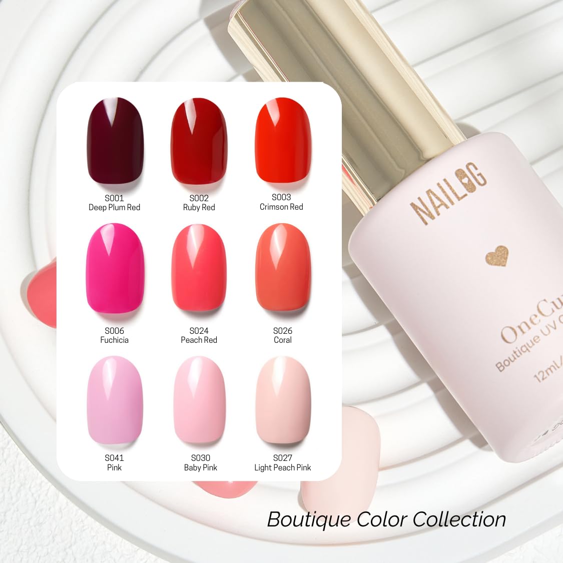 NAILOG One Step Hot Pink Gel Nail Polish 12ml Top Coat Color Gel Base 3-In-1 Formula Soak Off UV Gel Polish for Home DIY & Gifting | Fuchusia