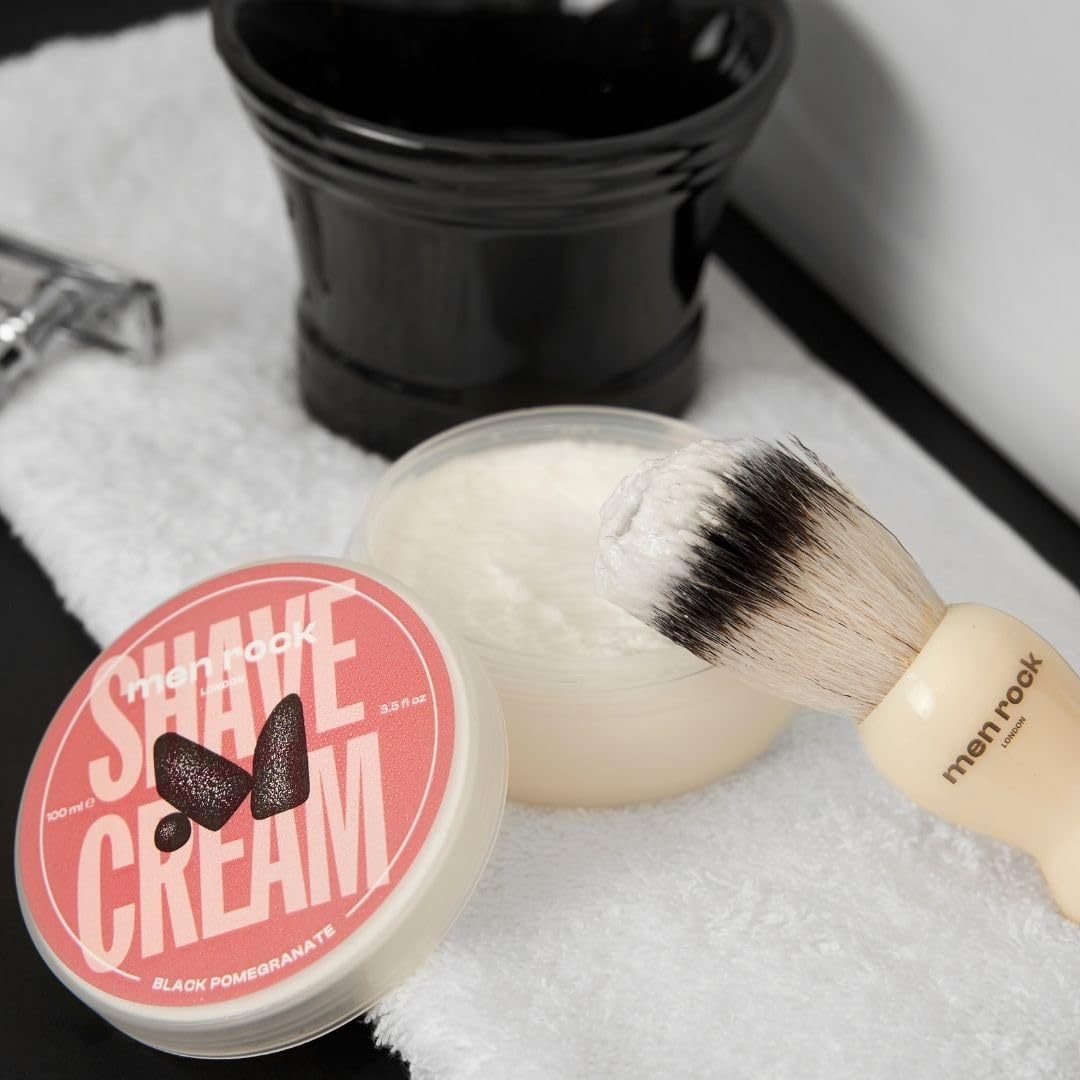 Men Rock Shave Cream - Black Pomegranate - Mens Shaving Cream - Moisturizing Shaving Foam for Men - Non-Drying Formula - Cruelty-Free - 3.5 oz