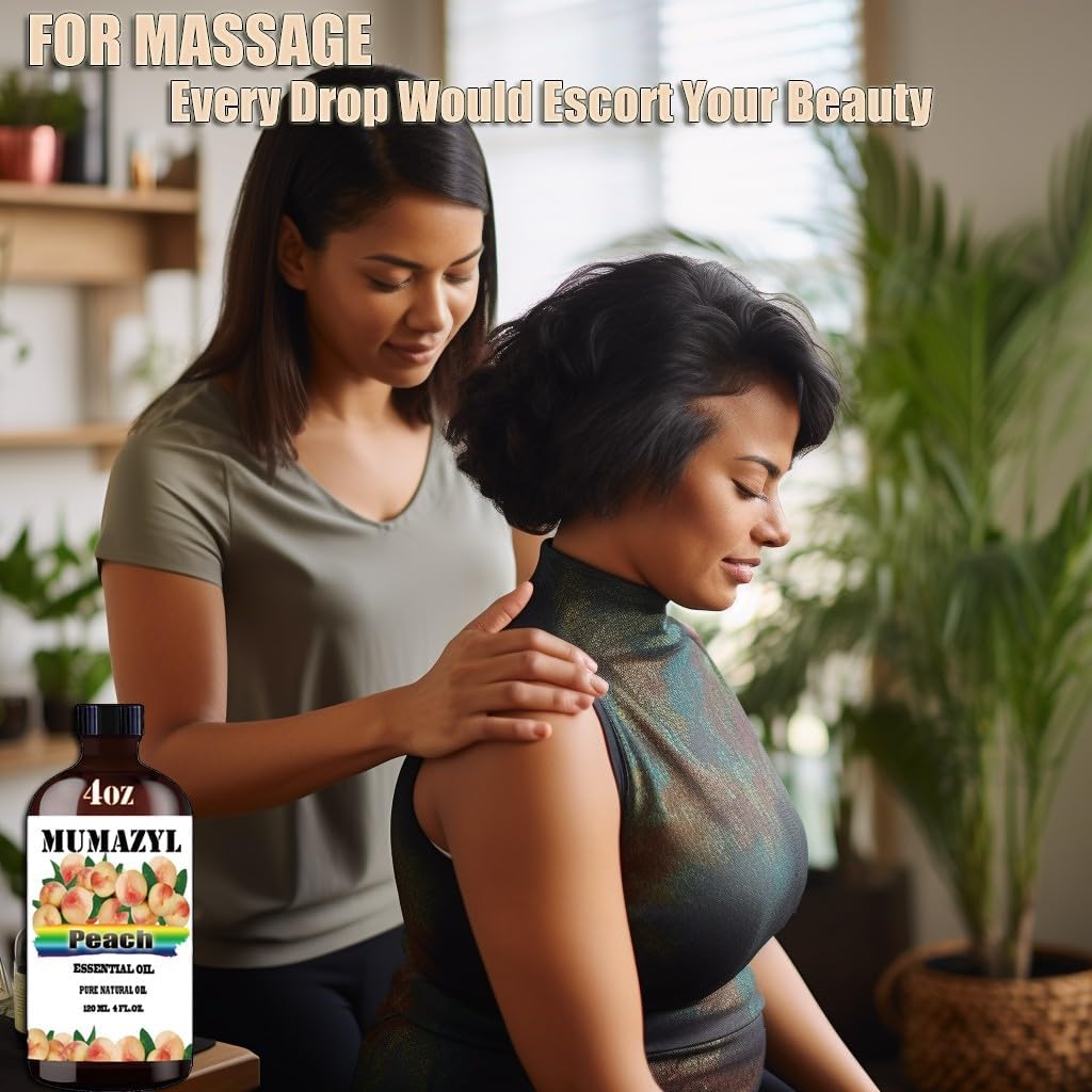 Peach Essential Oil, Peach Oil 4 Fl Oz 120ML for Diffuser Humidifier Yoga Cleaning DIY Candle Soap Making Essential Oils