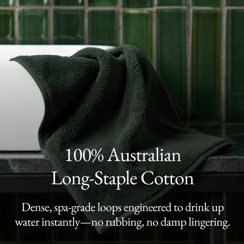 Italic Ultraplush 100% Australian Cotton Bath Sheets - Set of 2 Luxury Extra Large Heavy Duty Bath Sheets, 800GSM Plush and Absorbent Bath Sheets for Hotels, Bath & Spa (Deep Forest)