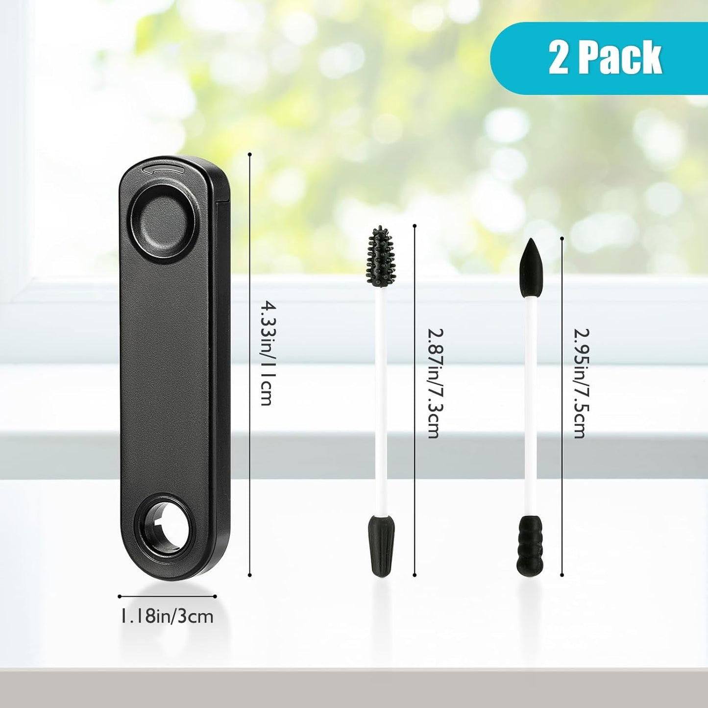 Reusable Cotton Swabs - 4Pcs - Rough Friction for Ears Cleaning Comes with Convenient Travel Case Holder - Black