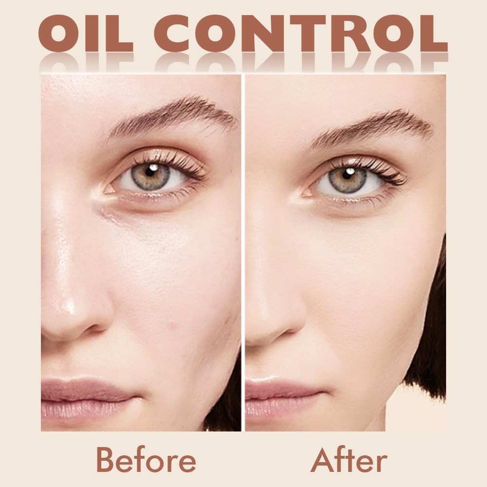 Oil Control Matte Perfection Face Powder Compact For Women, Matte Smooth Flawless Setting Powder Makeup, Polvo Compacto De Maquillaje, Waterproof Long Lasting, 0.35Oz, (10 Porcelain, 1)