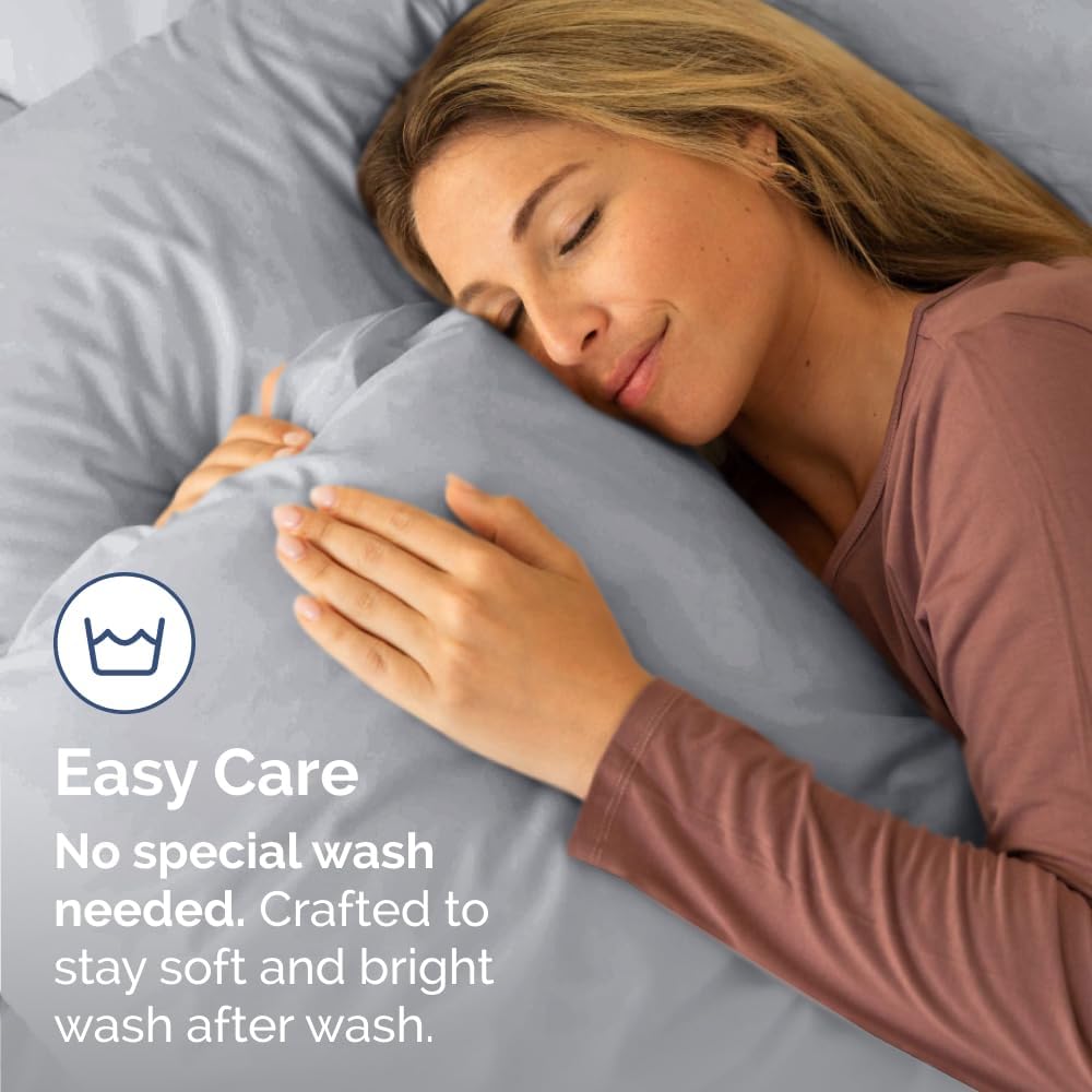 CGK Unlimited Queen Size Microfiber Pillowcase Set of 4 - Soft, Premium Quality, Machine Washable, 20x40, 20x36 & 20x48 Pillows for Sleeping - Steel Blue