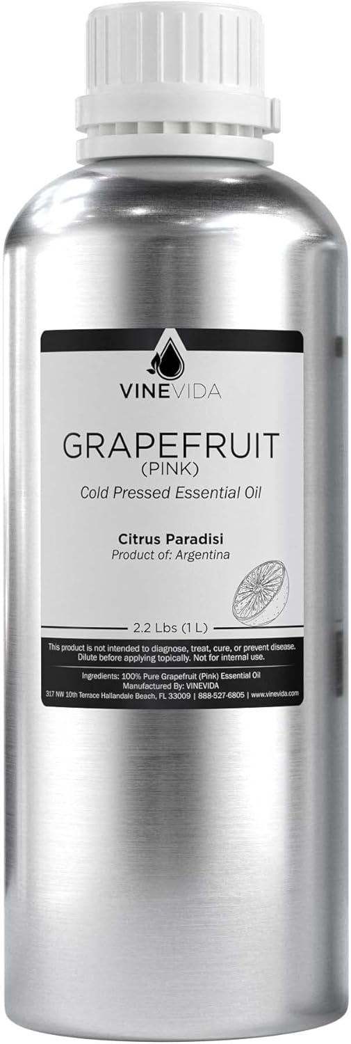 VINEVIDA Pink Grapefruit Essential Oil 32 oz - Undiluted Grapefruit Oil 32 oz - Grapefruit Candle Oil Scent - DIY Candle Scents for Candlemaking - Bulk Essential Oil for Soap Making Safe for Skin
