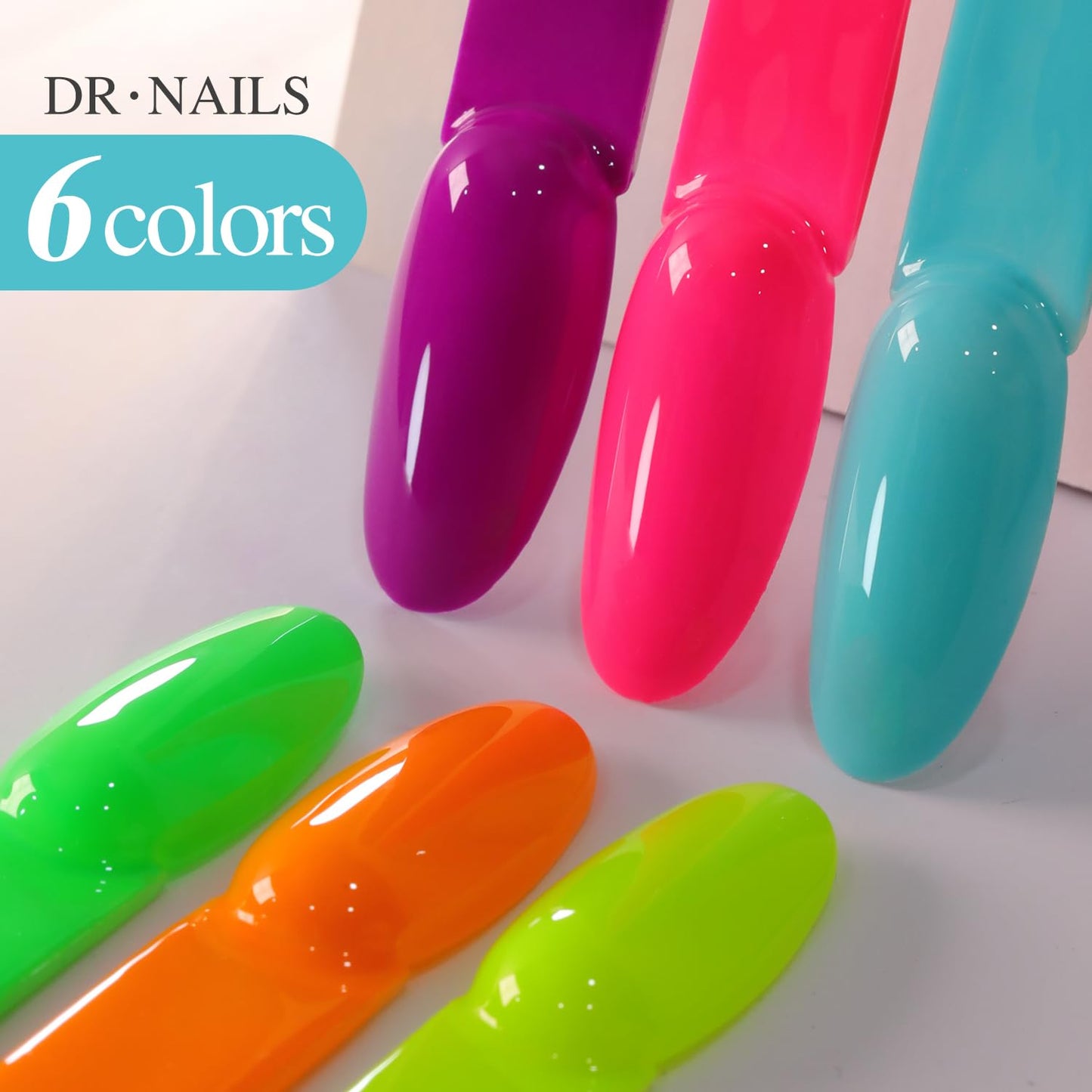 Double Rhythm Gel Nail Polish Set of 6 Colors Baby Light Pastel Milky Nail Polish Starter Kit Art DIY Salon Home (Neon Pink Blue Green Yellow Purple Orange,Kit 7)