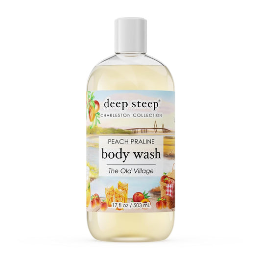 Deep Steep Body Wash, Peach Praline (The Old Village), 17 oz – Hydrating Shower Gel with Hyaluronic Acid, Shea Butter, Aloe Vera & Argan Oil – Vegan, Clean Beauty, Clean & Refreshed Skin