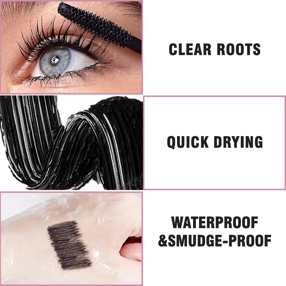5 Pack Mascara Bulk, Multipack Mini Black Mascara Pack for Women, Waterproof Voluminous Original Volume Building Eyelash Makeup Set, Lengthening, Defining, Curling, Multiplying, Cruelty Free