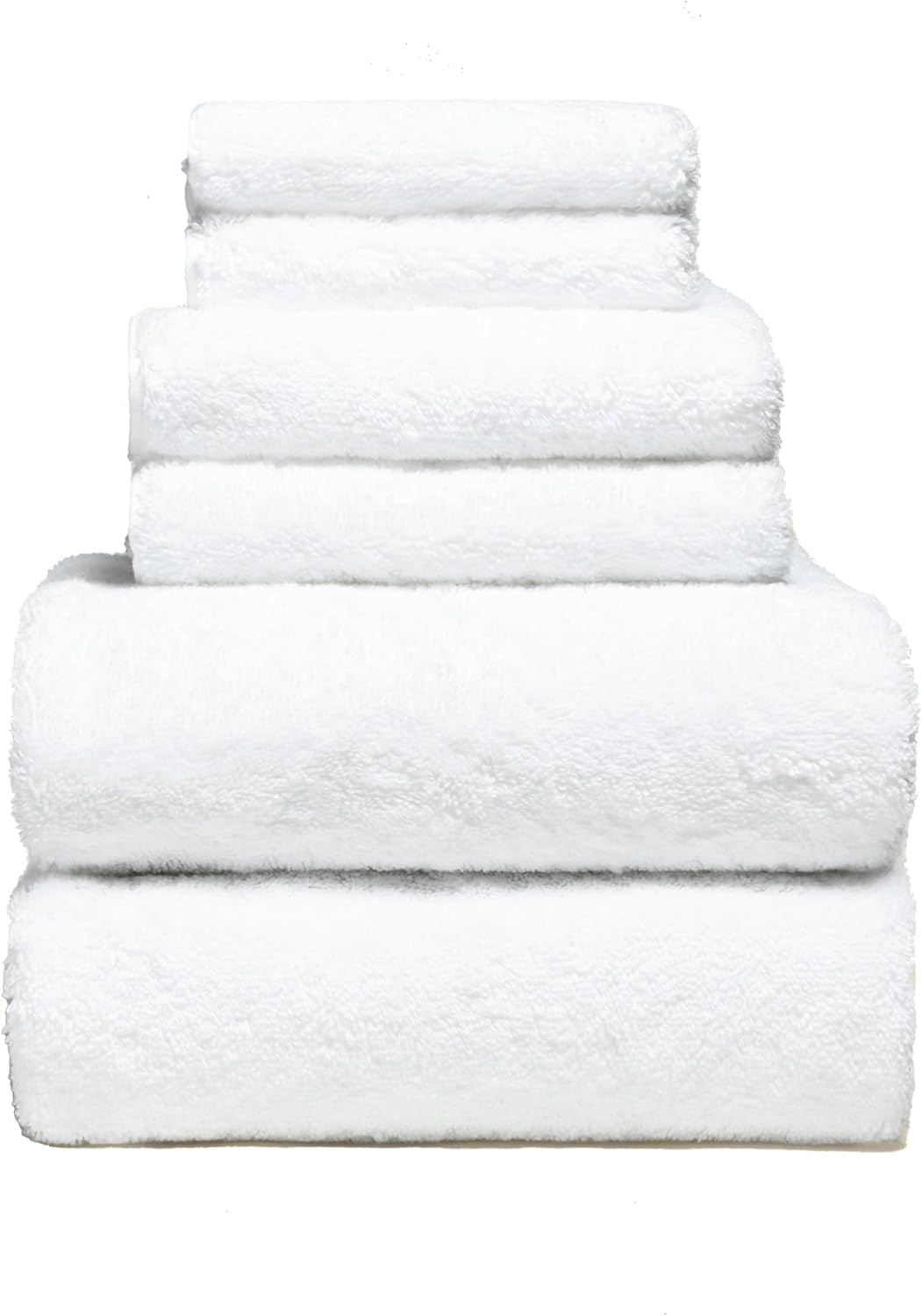 Italic Ultraplush 100% Australian Cotton Towels Standard 6 Piece Set, 2 Bath, 2 Hand, 2 Washcloths, 800GSM Lightweight, Highly Absorbent & Quick Drying Soft Resort Grade Towels (White)